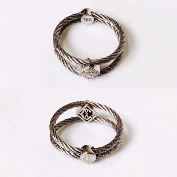 Charriol 18k White Gold Steel Cable Diamond Ring - Picture 4 of 8